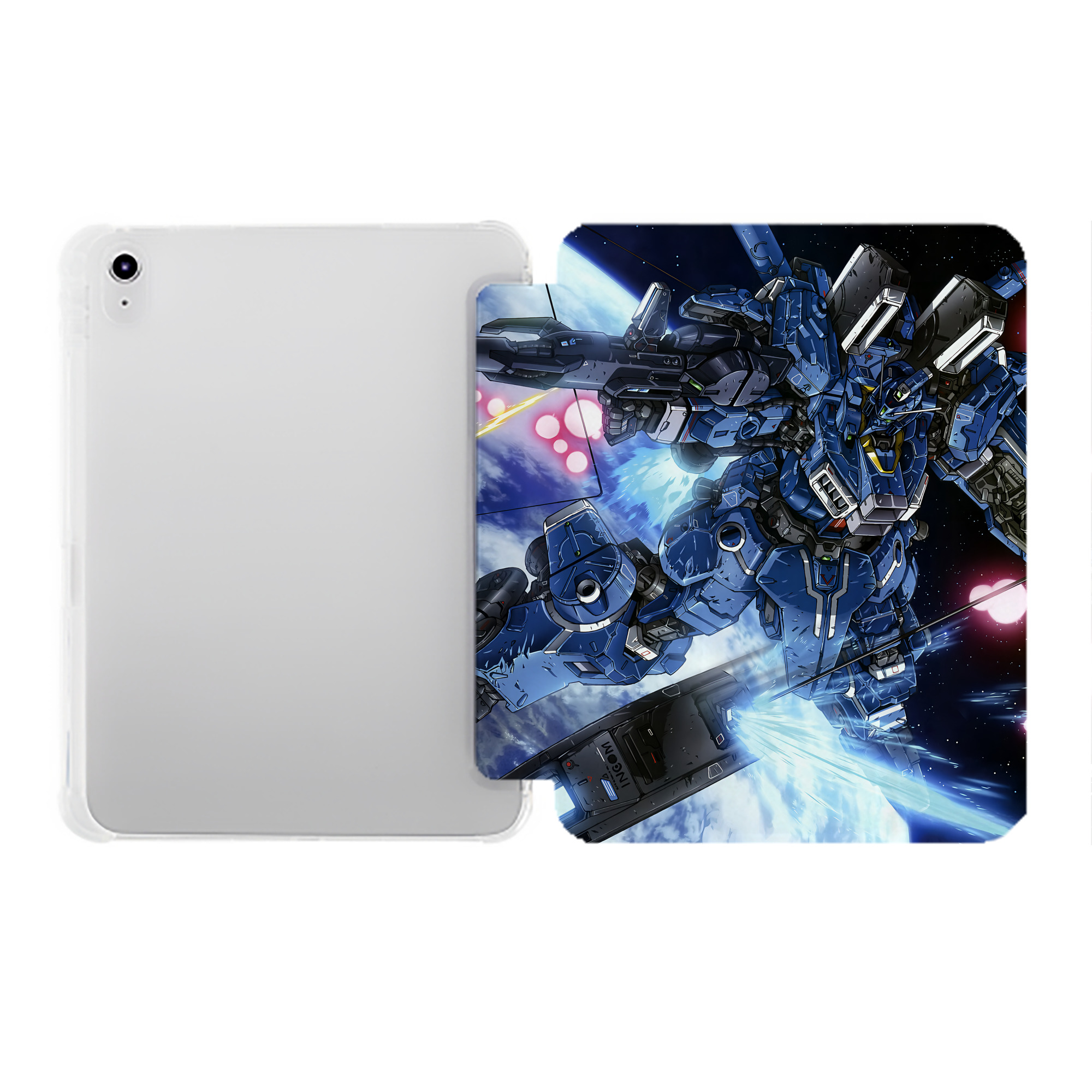 （画像用） 機動戦士ガンダム Mobile Suit Gundam IPad ケース ペン収納付き 三つ折りスタンド PUレザー×シリコン 対応機種9.5/10.5/10.9インチ
